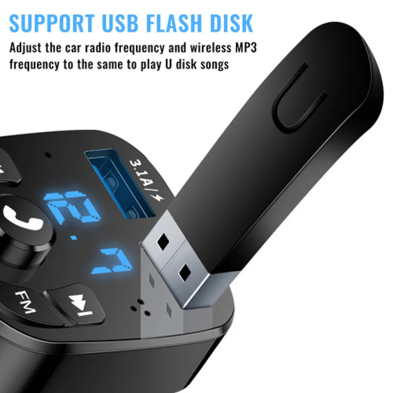 Car Bluetooth 5.0 FM Transmitter & MP3 Music Player