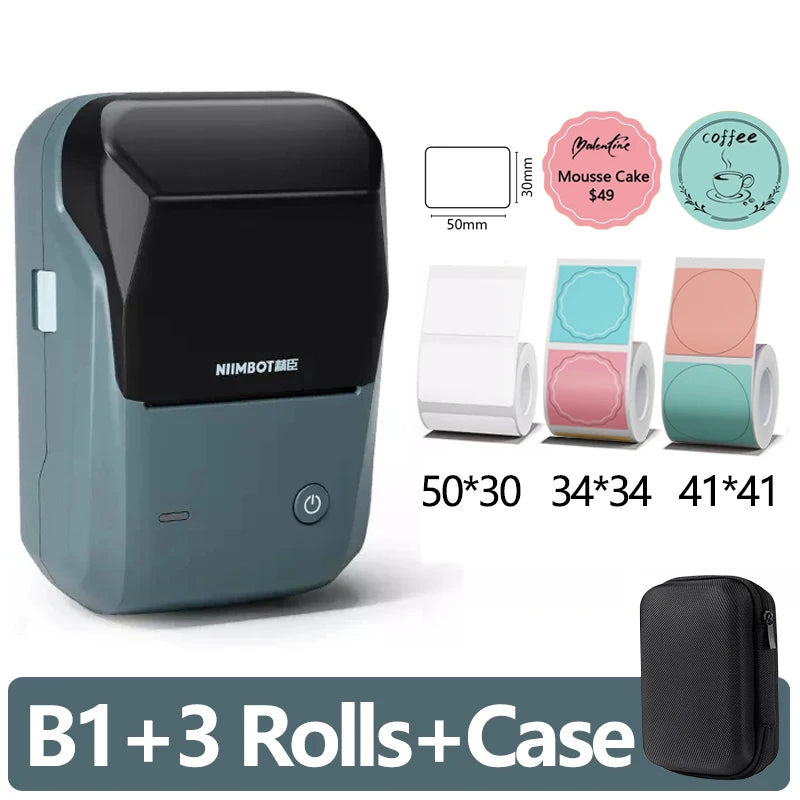 Mini Label Thermal Printer B1 Portable Self-Adhesive Printer for Stickers round Labels Rolls UV Tag Bluetooth Printer