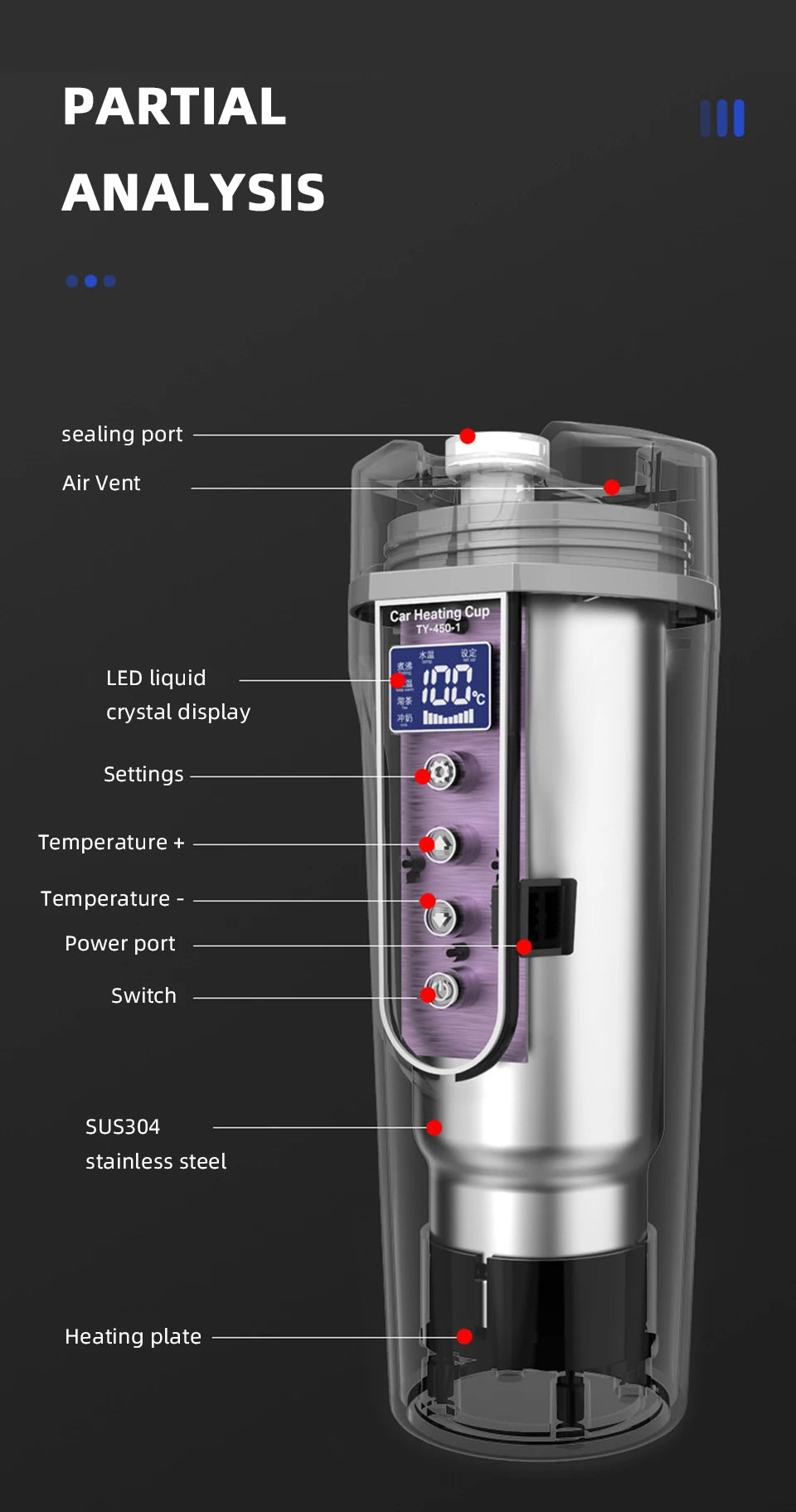 Car Heating Cup – Smart Electric Thermos (12V/24V)