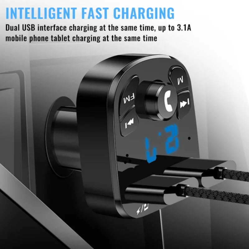 Car Bluetooth 5.0 FM Transmitter & MP3 Music Player