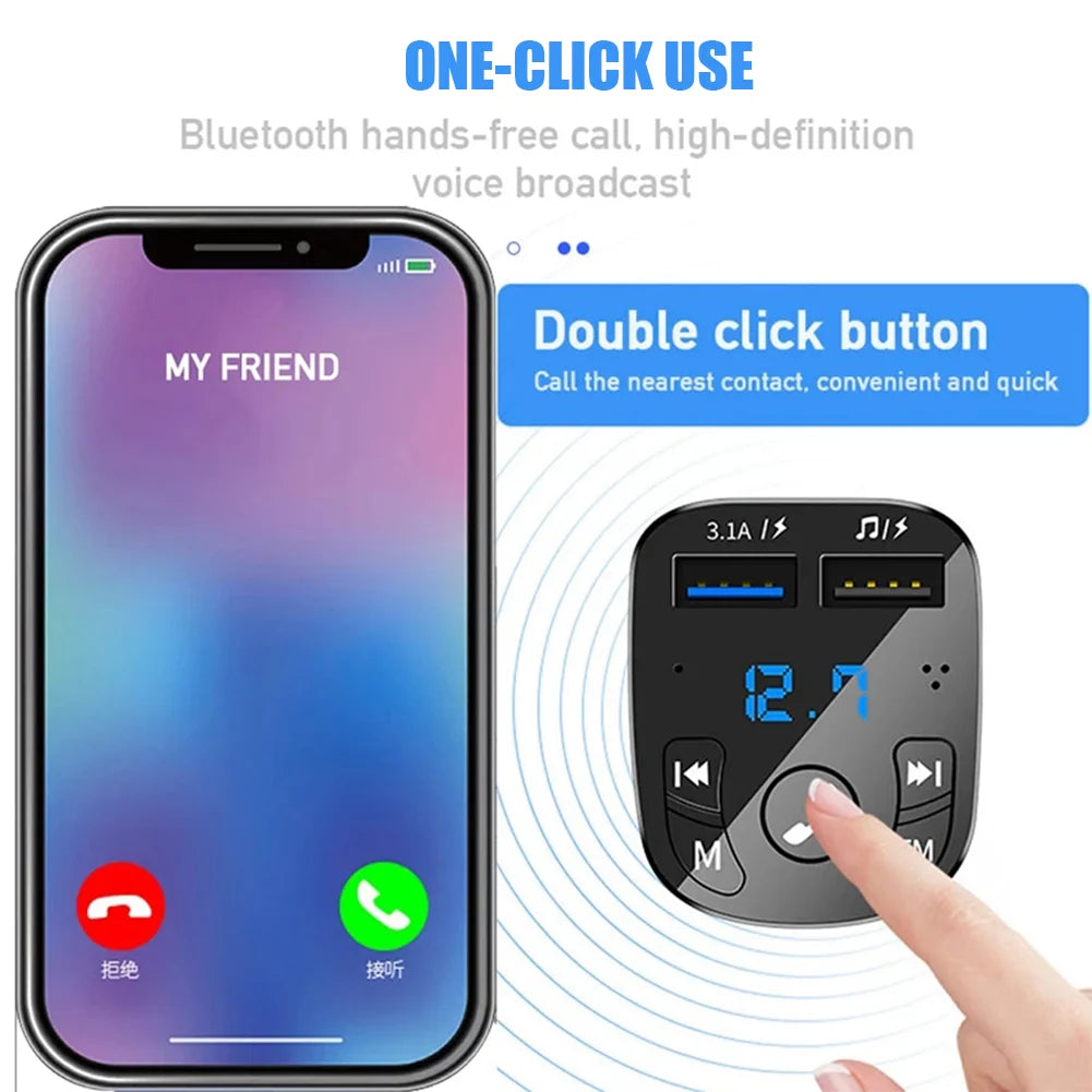 Car Bluetooth 5.0 FM Transmitter & MP3 Music Player