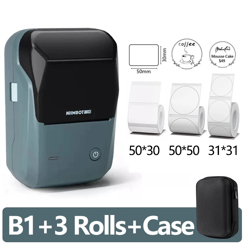 Mini Label Thermal Printer B1 Portable Self-Adhesive Printer for Stickers round Labels Rolls UV Tag Bluetooth Printer