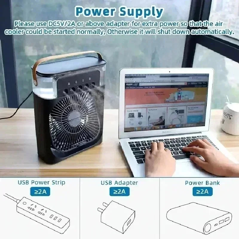 Mini Air Conditioner Fan 3-in-1 – Portable Humidifier, Cooler & Fan ❄️