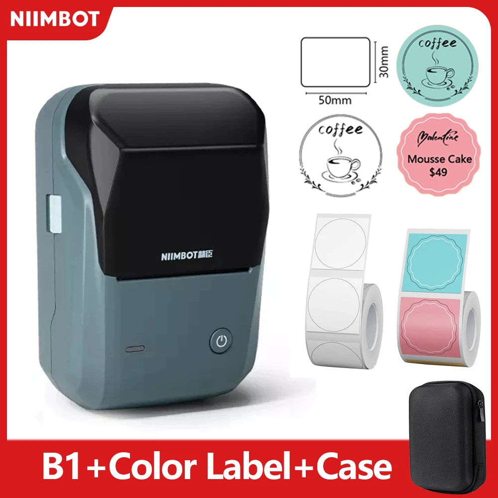 Mini Label Thermal Printer B1 Portable Self-Adhesive Printer for Stickers round Labels Rolls UV Tag Bluetooth Printer